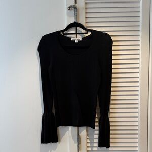 Elizabeth and James Black Long-Sleeve Top with Flared Ruffle Cuffs